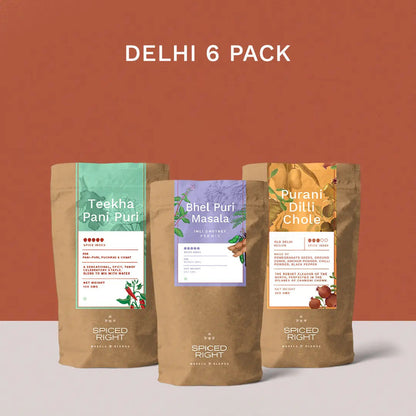 Delhi 6 combo: Teekha Pani Puri, Bhel Puri and Purani Dilli Chole pouches