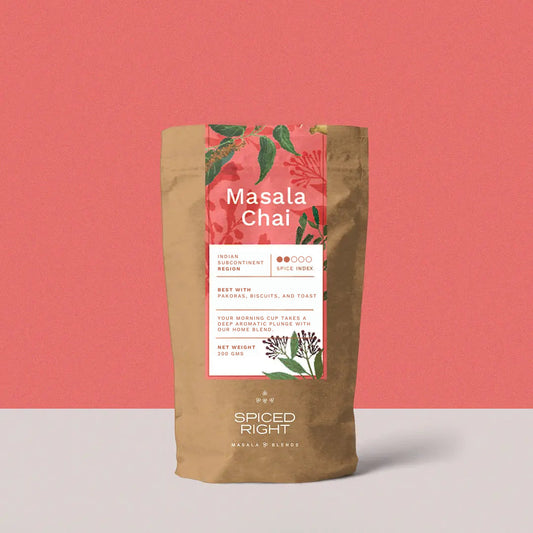Spiced Right Masala Chai pouch, Indian Subcontinent region